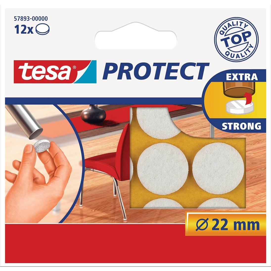 Plstěné samolepicí podložky Tesa Protect, 22 mm, bílá