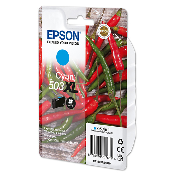 Inkoustová cartridge Epson C13T09R24010, XP-5200, XP-5205, cyan, 503XL, originál