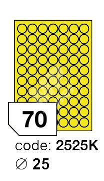 Samolepící etikety Rayfilm Office průměr 25 mm 300 archů, fluo žlutá, R0131.2525KD 1