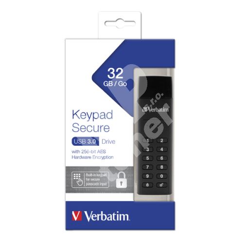 32GB Verbatim Keypad Secure, USB flash disk 3.0, 49427, černý 1