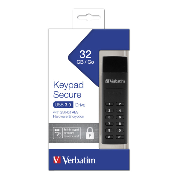 32GB Verbatim Keypad Secure, USB flash disk 3.0, 49427, černý