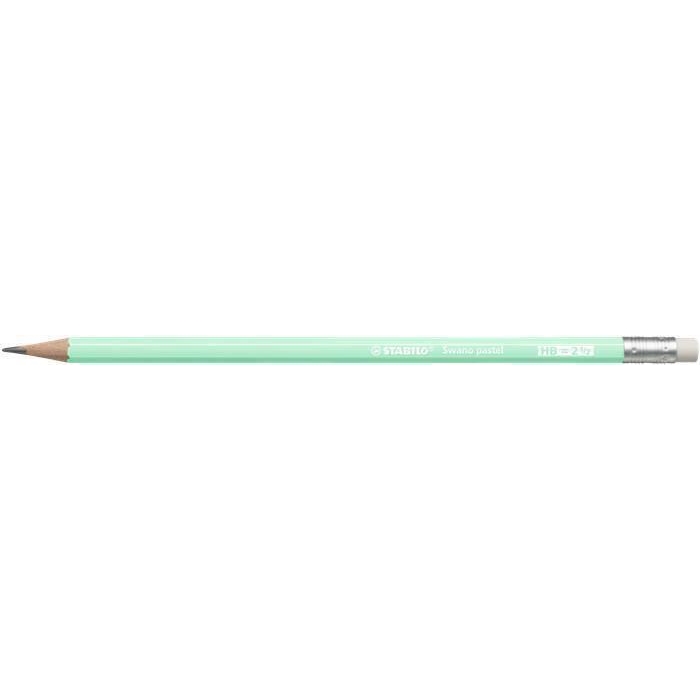 Grafitová tužka s gumou Stabilo Swano Pastel, zelená, šestihranná, HB