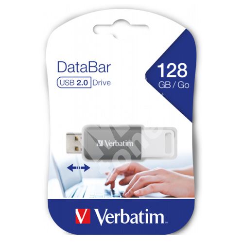 128GB Verbatim DataBar, USB flash disk 2.0, 49456, šedý 1