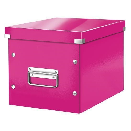 Krabice Leitz Click & Store WOW, růžová, středně velká, čtvercová
