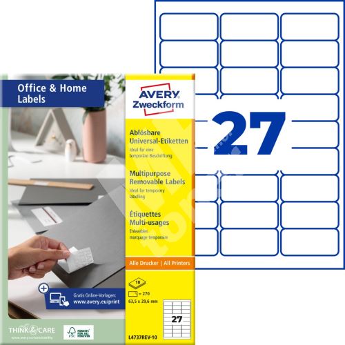 Samolepící etikety 63,5 x 29,6 mm, 10 listů A4 L4737REV-10 1