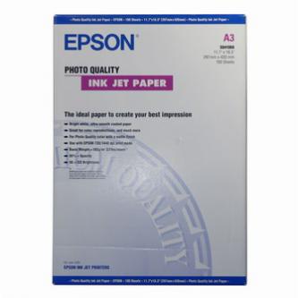 Epson Photo Quality InkJet Paper, foto papír, bílý, A3, 297x420mm, 105 g/m2, 720dpi, 100