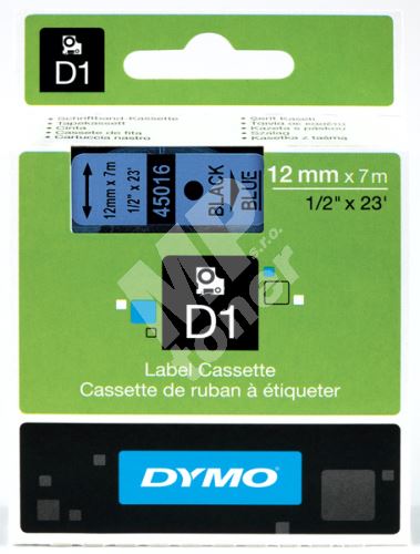 Páska Dymo D1 12 mm černý tisk/modrý podklad, 45016, S0720560 1