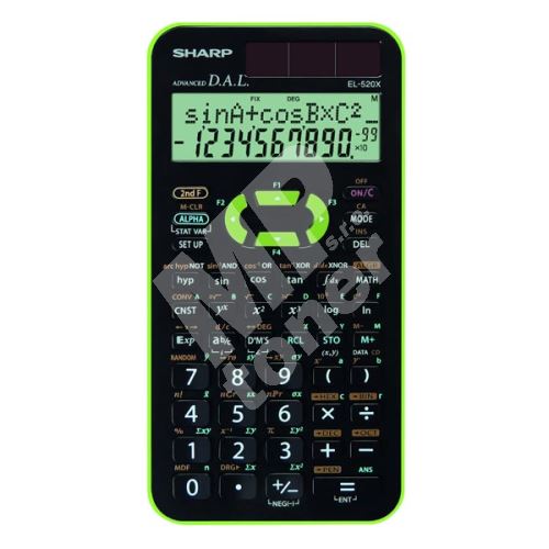 Kalkulačka Sharp EL520XGR, černo-zelená, vědecká 1