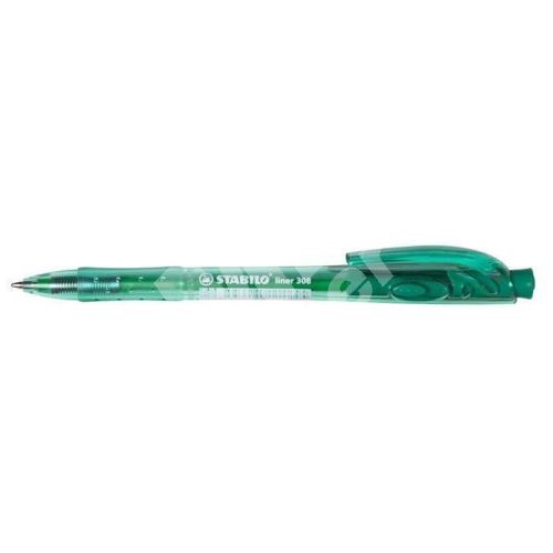 Kuličkové pero Stabilo Liner 308, 0,3mm, stiskací mechanismus, zelené 1