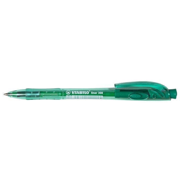 Kuličkové pero Stabilo Liner 308, 0,3mm, stiskací mechanismus, zelené