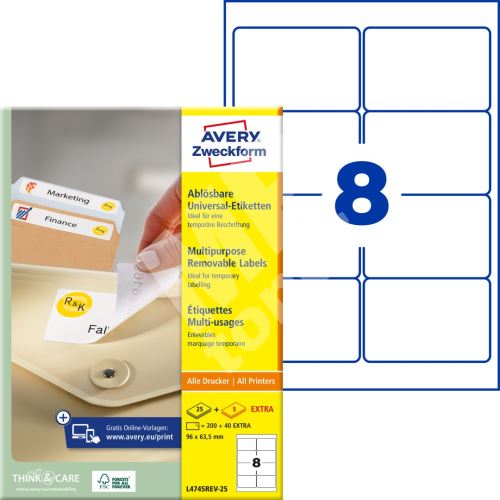 Snímatelné etikety AVERY Stick&Lift 96x63,5 mm A4 - L4745REV-25 1