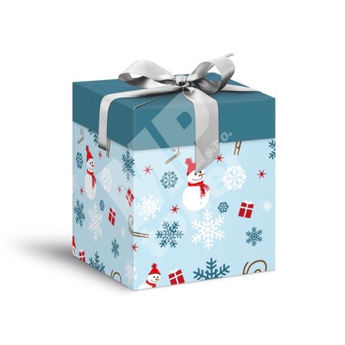 Krabička dárková vánoční 12 x 12 x 15cm, světle modrá 1