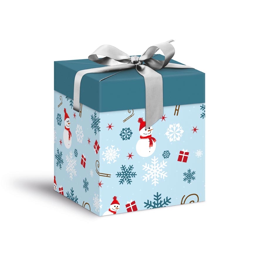 Krabička dárková vánoční 12 x 12 x 15cm, světle modrá