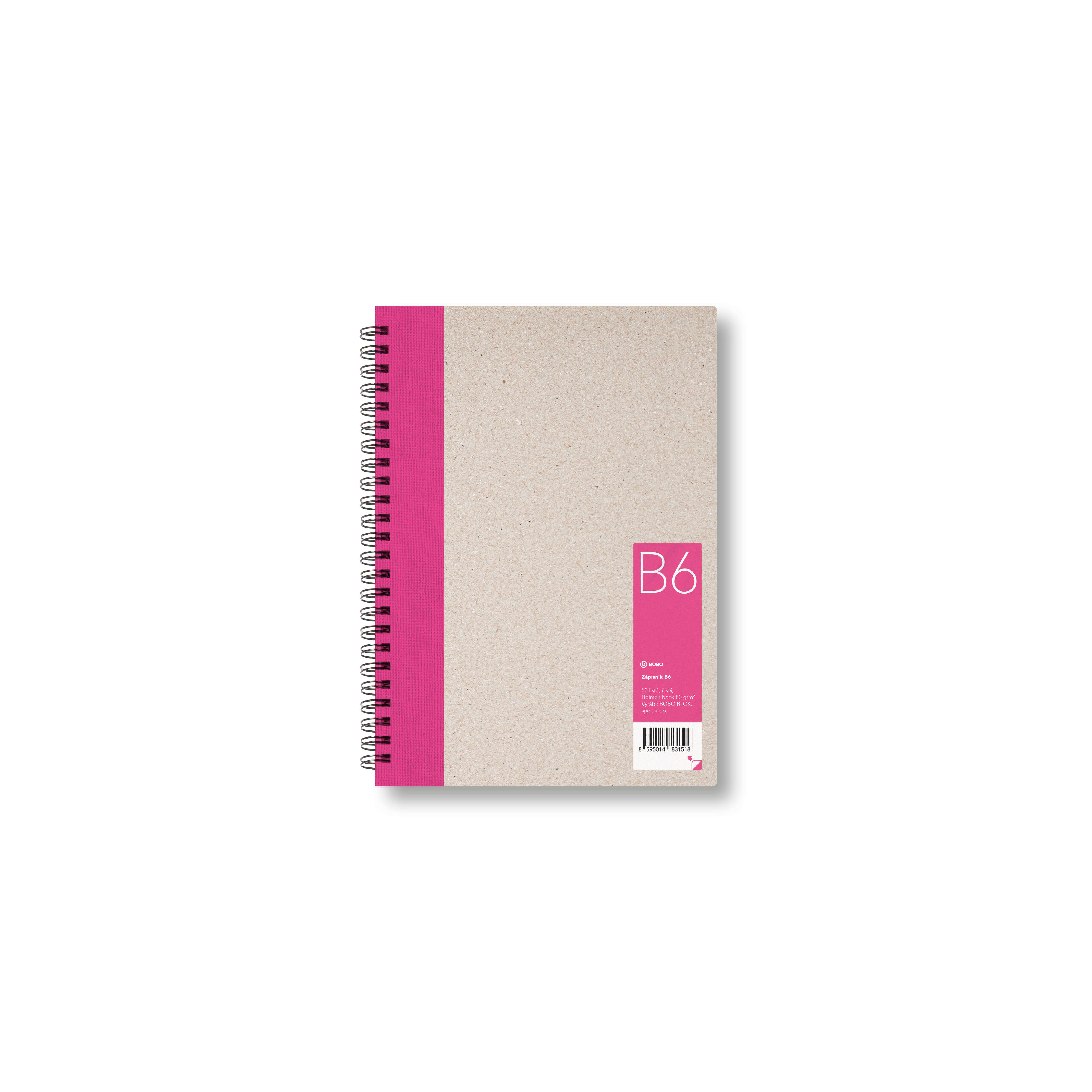 Zápisník Bobo B6, čistý, růžový