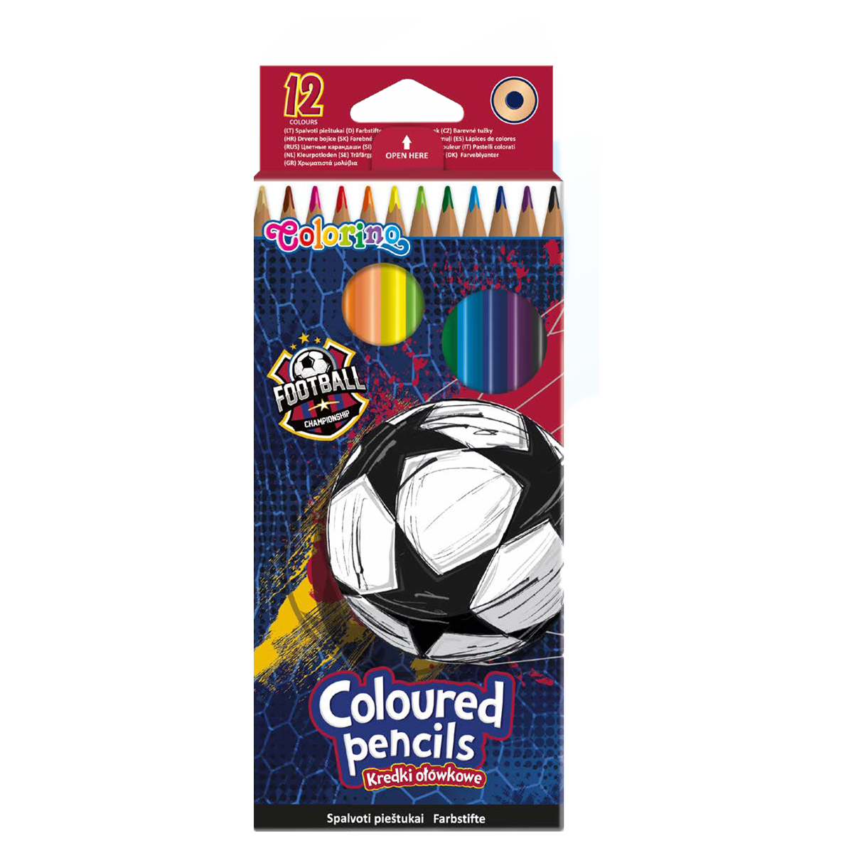 Pastelky trojhranné Colorino Fotbal, 12 barev