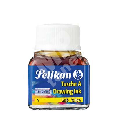 Tuš Pelikan A523 10 ml, pro kreslicí pera, kreslicí brky a štětce, žlutá 1