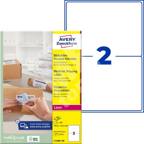 Etikety na zásilky 199,6 x 143,5 mm, 100 listů A4 L7168B-100 1