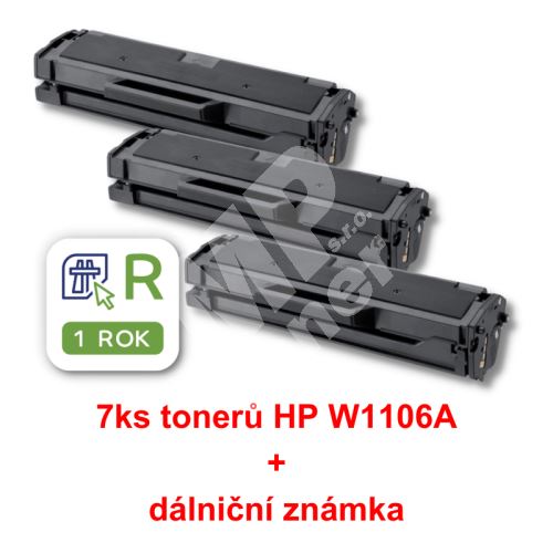 7ks kompatibilní toner HP W1106A, black, 106A, MP print + dálniční známka 1