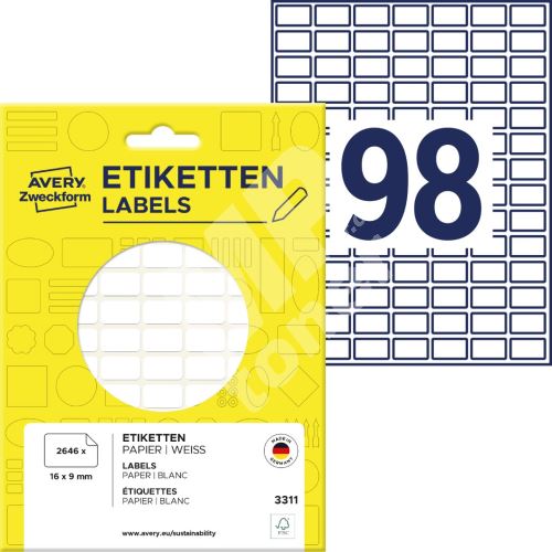 Samolepící etikety 16 x 9 mm, 2.646 ks v bal. 3311 1