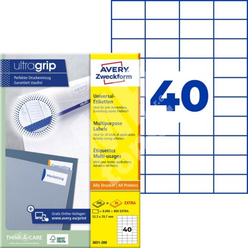 Samolepící etikety Ultragrip 52,5 x 29,7 mm, 220 listů A4 3651-200 1
