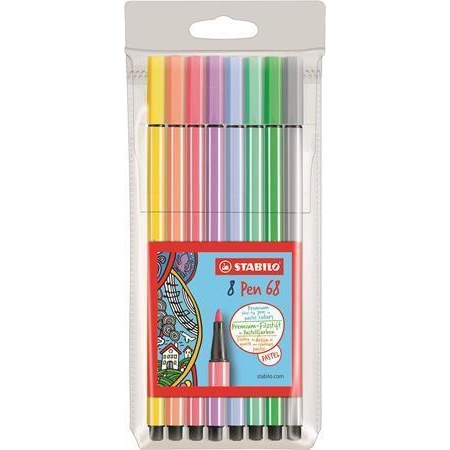 Fixy STABILO Pen 68, 1mm, 8 pastelových barev