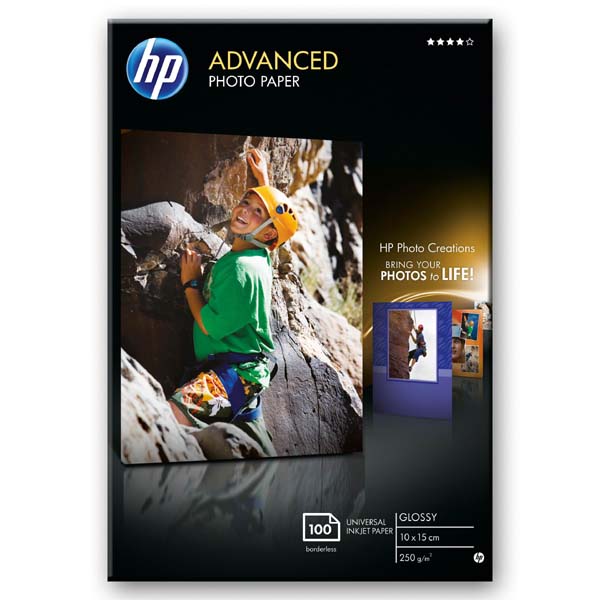 HP Advanced Glossy, foto papír, lesklý, zdokonalený, bílý, 10x15cm, 250 g/m2, 100ks