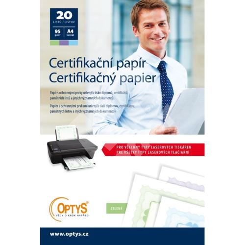 Certifikační papír A4, 20 listů, zelený, OP1577 1