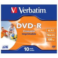 Verbatim DVD-R, DataLife PLUS, 4,7 GB, Wide Printable, jewel box, 43521, 16x, 10-pack 2 (1)
