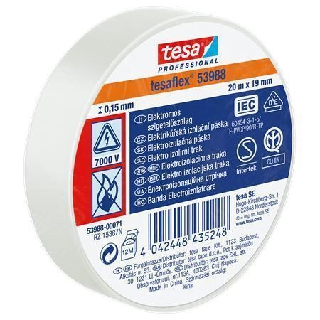 Elektroizolační páska Tesa Professional, 19 mm x 20 m, bílá