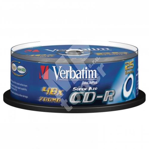 Verbatim CD-R, DataLife PLUS, 700 MB, Crystal, cake box, 43352, 52x, 25-pack 1