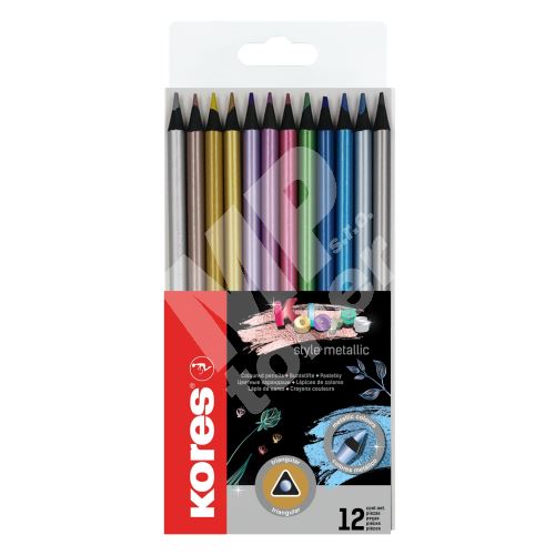 Pastelky Kores Kolores Style Metallic, trojhranné, 12 barev 1