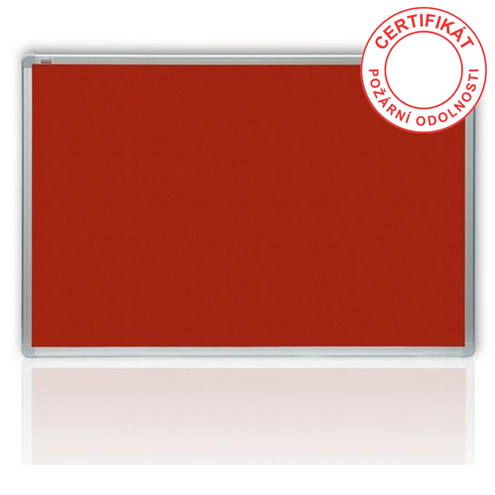 Tabule filcová 90 x 120 cm, hliníkový rám, červená