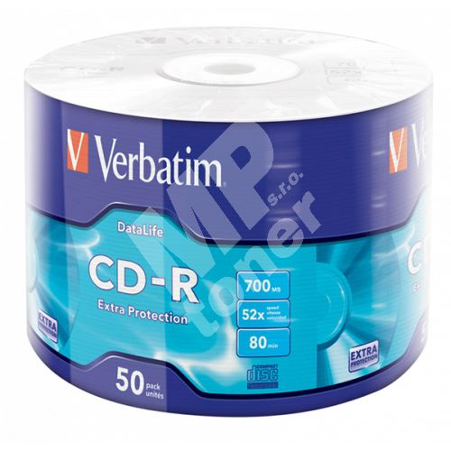 Verbatim CD-R, 43787, DataLife, 50-pack, 700MB, Extra Protection, 52x, 80min. 1