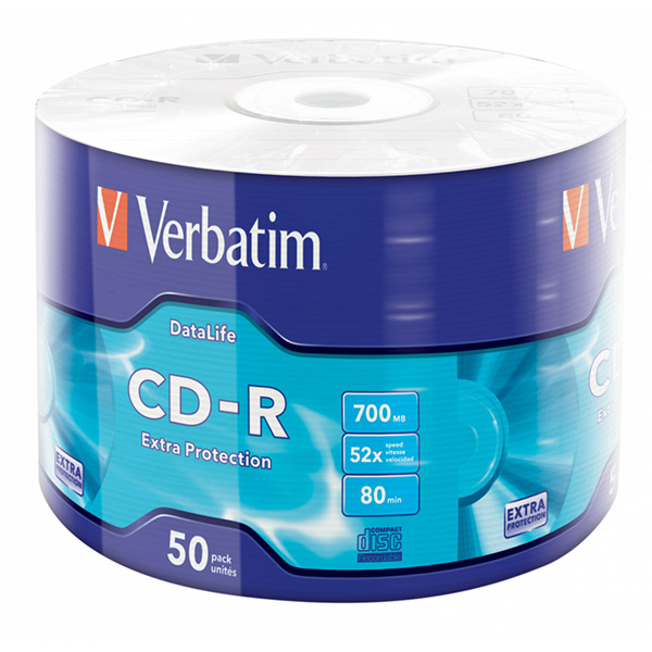 Verbatim CD-R, 43787, DataLife, 50-pack, 700MB, Extra Protection, 52x, 80min.
