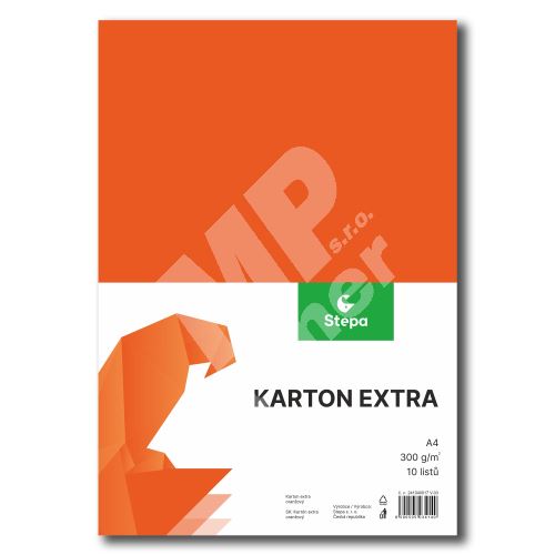 Barevný karton Extra 300g A4, 10listů, oranžový 2
