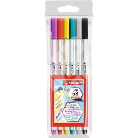 Štětcové fixy Stabilo Pen 68 brush, 6 barev 1