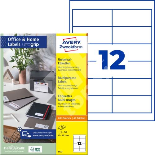Samolepící etikety Ultragrip 97 x 42,3 mm, 10 listů A4 6123 1