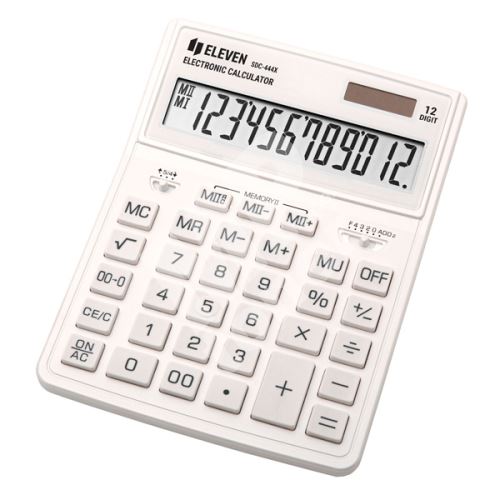 Kalkulačka Eleven SDC-444XRWHE, bílá, stolní, dvanáctimístná, duální napájení 1