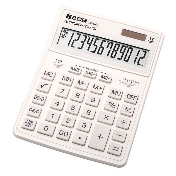 Kalkulačka Eleven SDC-444XRWHE, bílá, stolní, dvanáctimístná, duální napájení