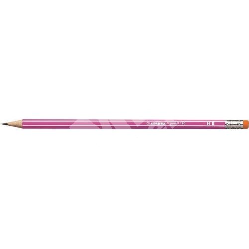 Grafitová tužka s gumou Stabilo Pencil 160, růžová, HB, šestihranná 1