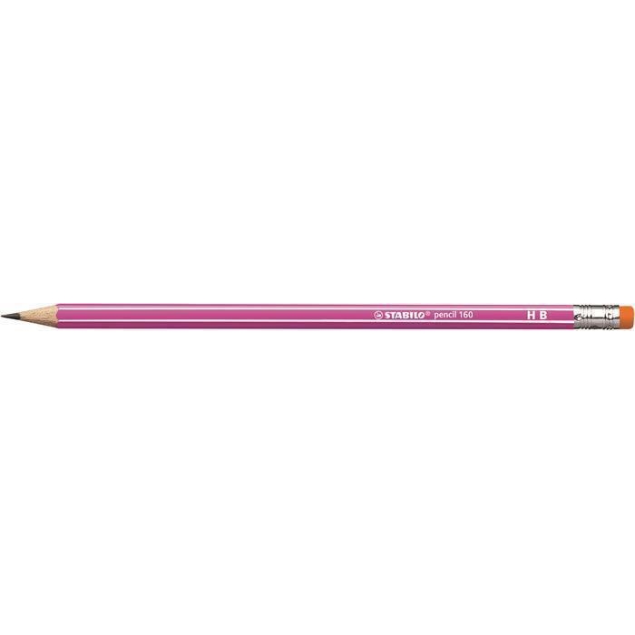 Grafitová tužka s gumou Stabilo Pencil 160, růžová, HB, šestihranná