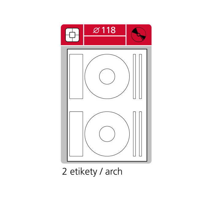 Samolepící etikety A4 SK LABEL CD průměr 118, 100 archů