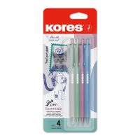 Stiskací kuličkové pero Kores Klick Pen Essentials, mix vintage barva, blistr 4ks Stiskací kuličkové pero Kores Klick Pen Essentials, mix vintage barva, blistr 4ks