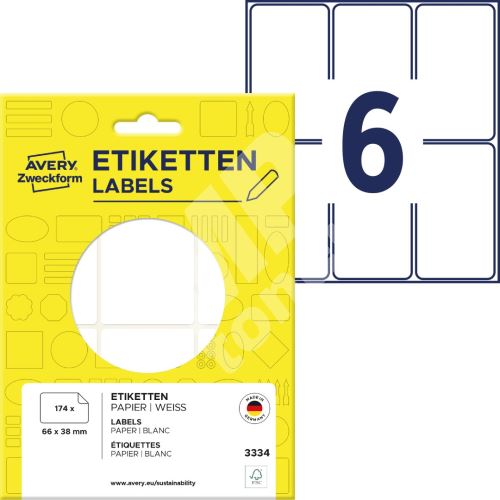 Samolepící etikety 66 x 38 mm, 174 ks etiket v bal. 3334 1