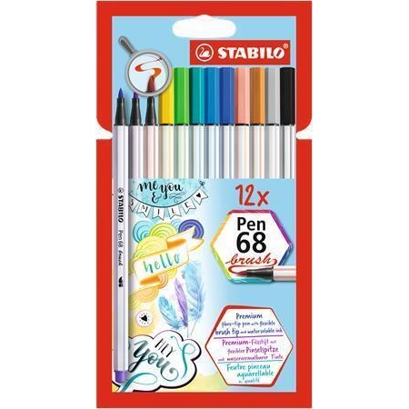 Štětcové fixy Stabilo Pen 68 brush, sada 12 barev