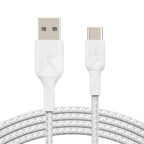 Kabel oplétaný Belkin, USB-C - USB-A, 1m, bílý 1