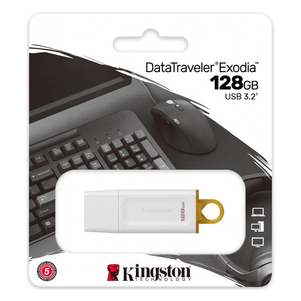 128GB Kingston DataTraveler Exodia, USB flash disk 3.0, bílá
