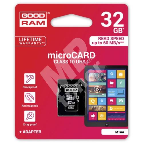 Goodram 32GB Micro Secure Digital Card, UHS-I, s adaptérem 1