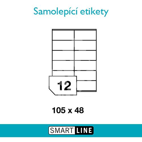 Samolepící bílé etikety Smart Line A4 105 x 48 mm 100 archů 1