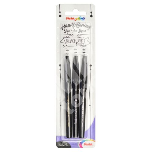 Pentel Brush Sign Pen touch XSES15, 3 velikosti v černé barvě 1